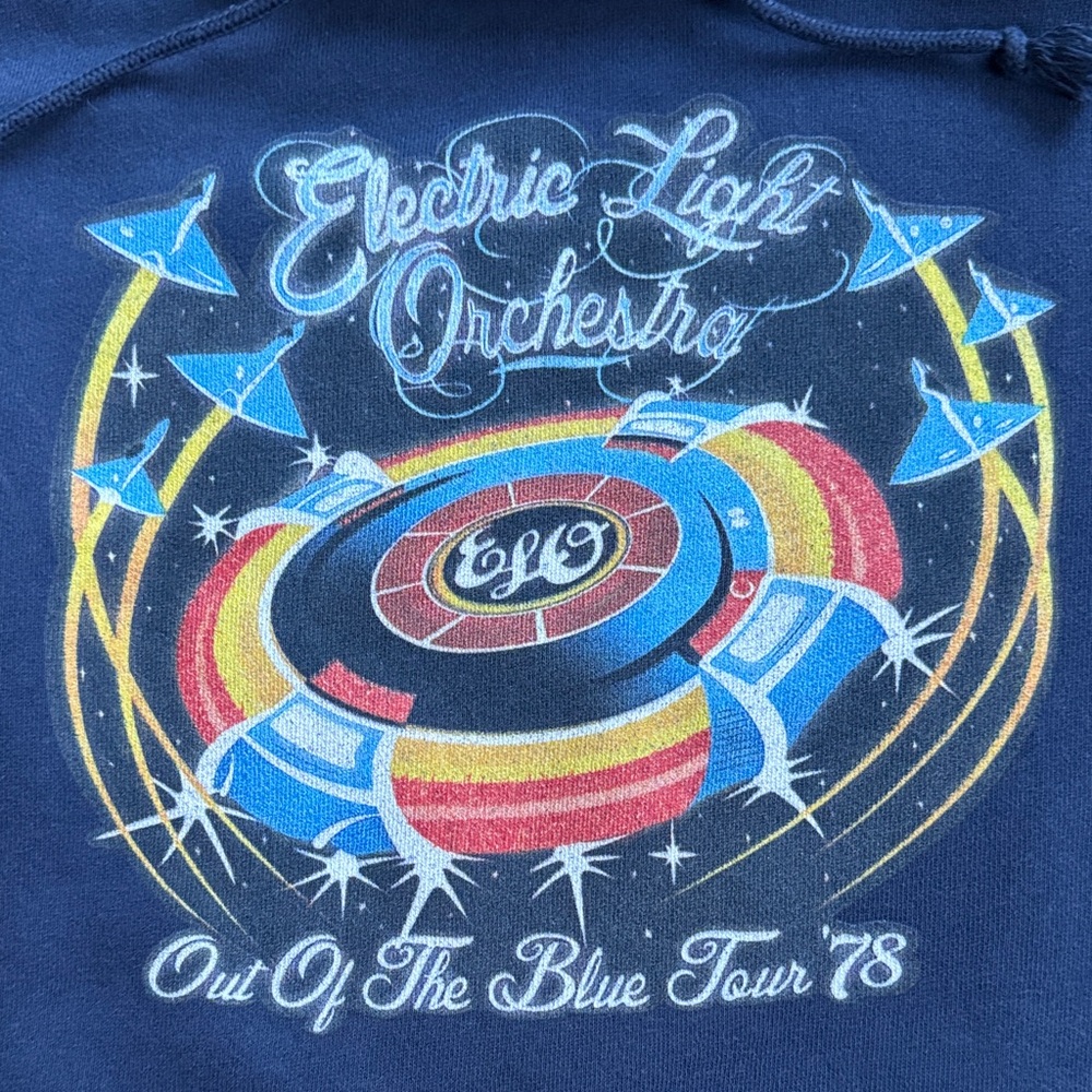 Electric Light Orchestra ELO “Out of the Blue Tour 78” Navy Blue Pullover Hoodie - Picture 2 of 16